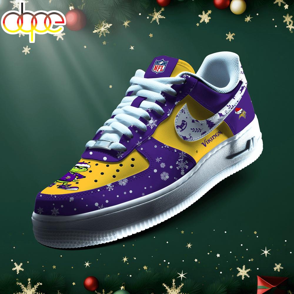 Sportswearmerch Minnesota Vikings NFL Grinch Merry Christmas Air Low-Top Sneakers Shoes For Men And Women