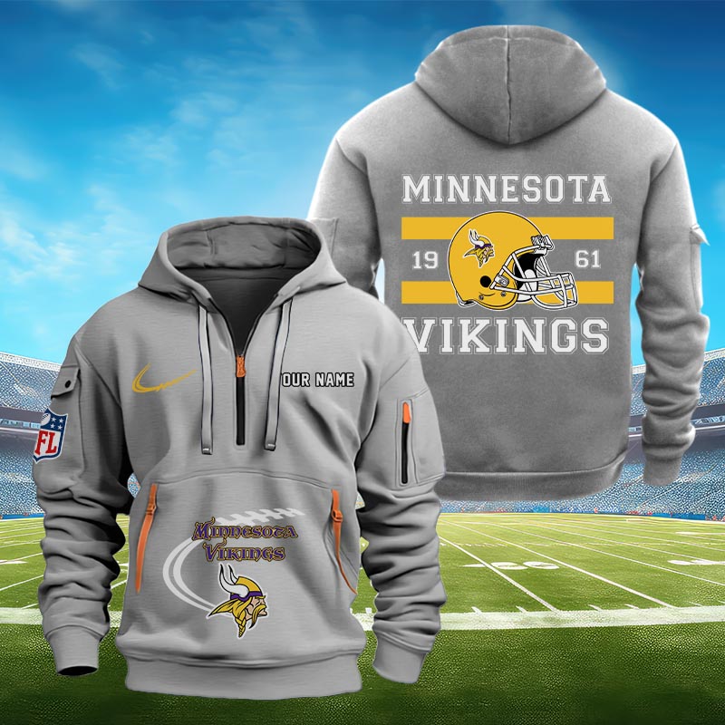 Sportswearmerch Minnesota Vikings NFL Half Zip Hoodie Personalized For Fan
