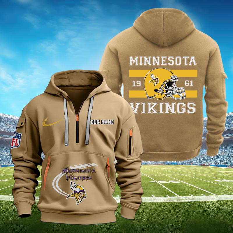 Sportswearmerch Minnesota Vikings NFL Half Zip Hoodie Personalized For Fan