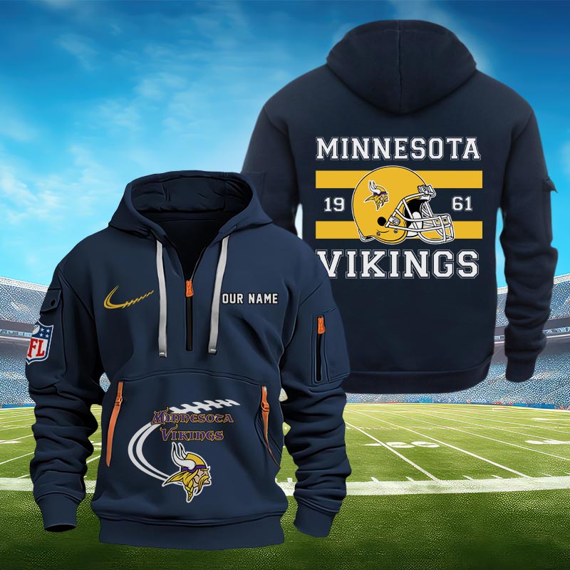 Sportswearmerch Minnesota Vikings NFL Half Zip Hoodie Personalized For Fan
