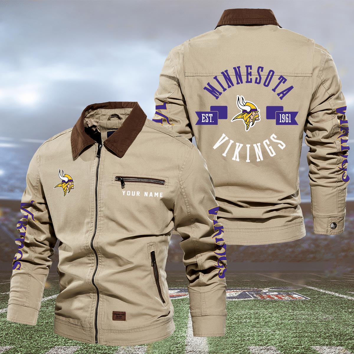 Sportswearmerch Minnesota Vikings NFL Lapel Jacket For Fan
