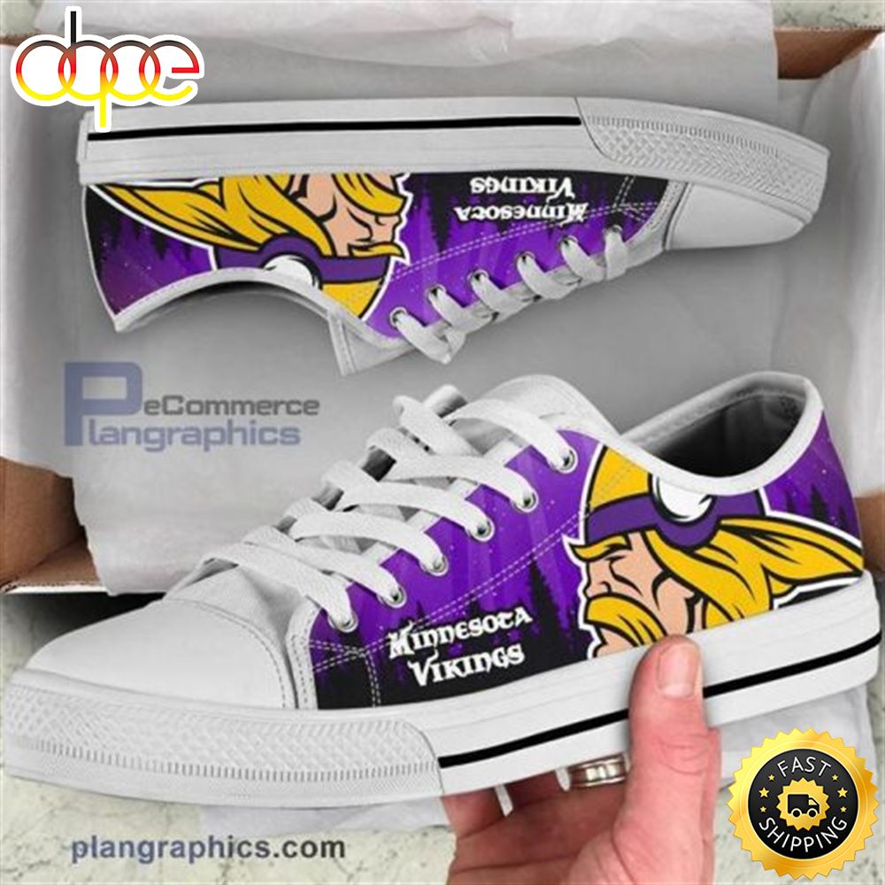Sportswearmerch Minnesota Vikings NFL Low Top Canvas Sneakers Shoes For Men And Women