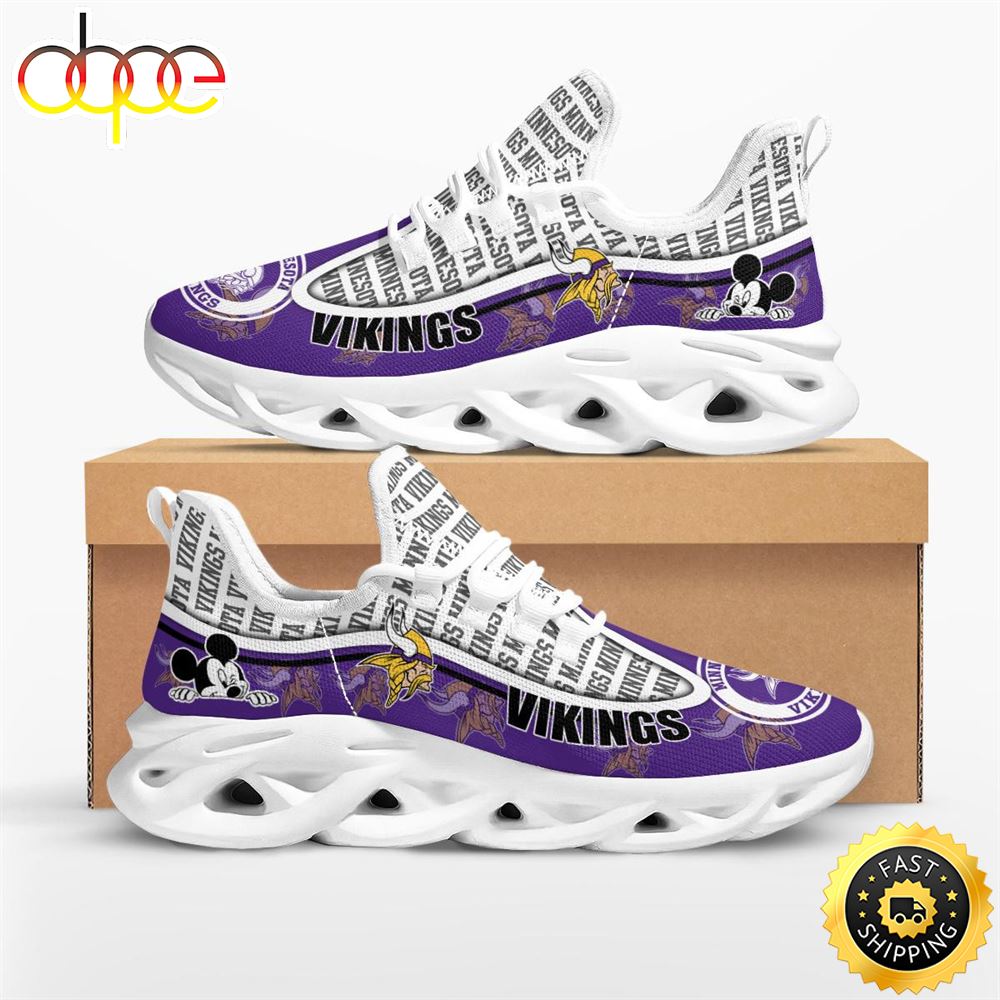 Sportswearmerch Minnesota Vikings NFL Mickey Mouse Max Soul Shoes Sneakers For Men And Women