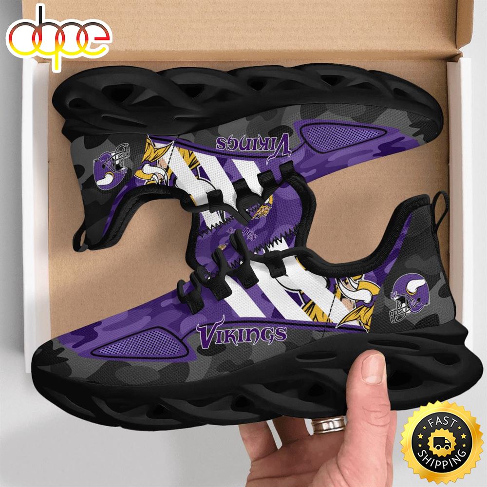 Sportswearmerch Minnesota Vikings NFL Military Camouflage Max Soul Shoes Sneakers For Men And Women