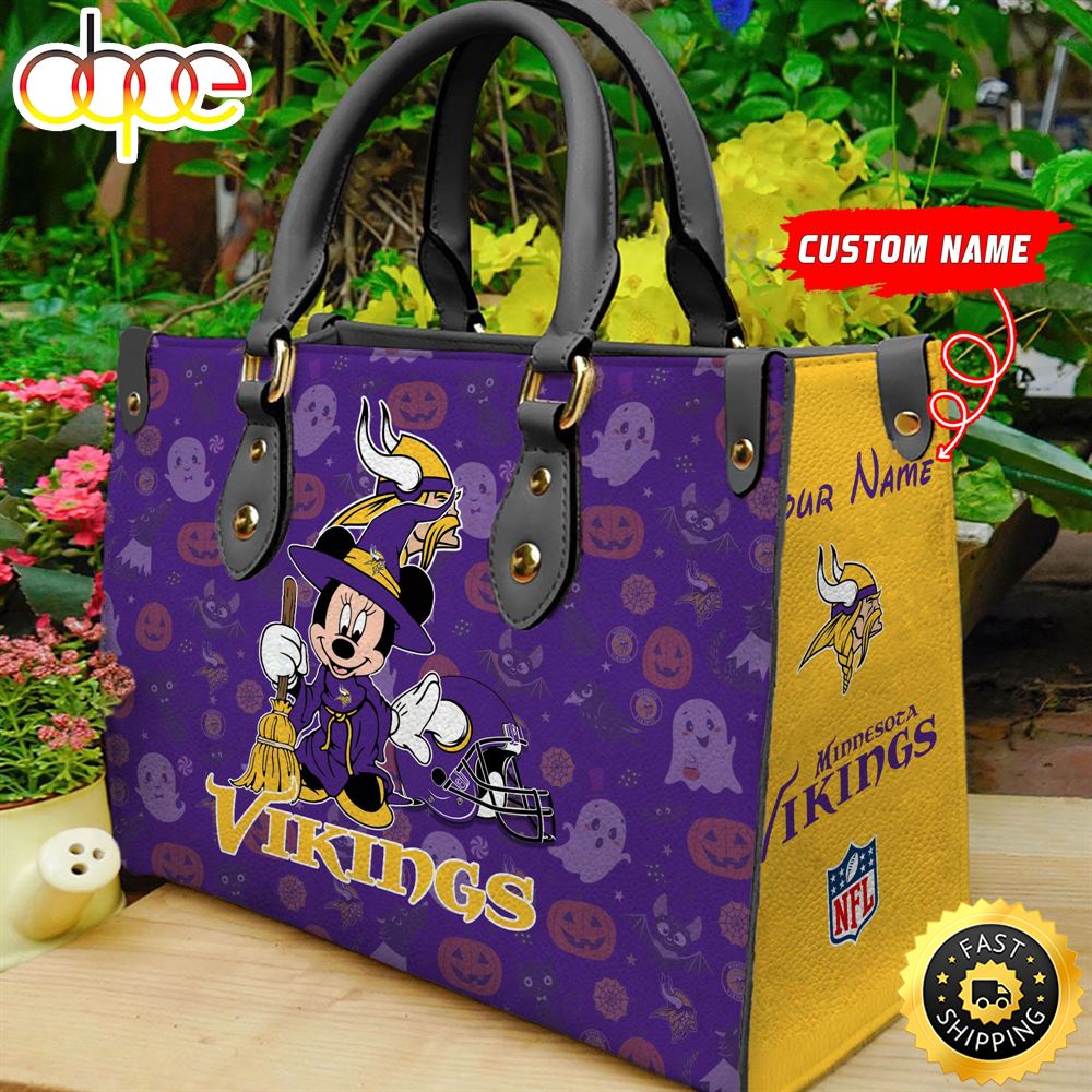 Sportswearmerch Minnesota Vikings NFL Minnie Women Leather Hand Bag For Fan