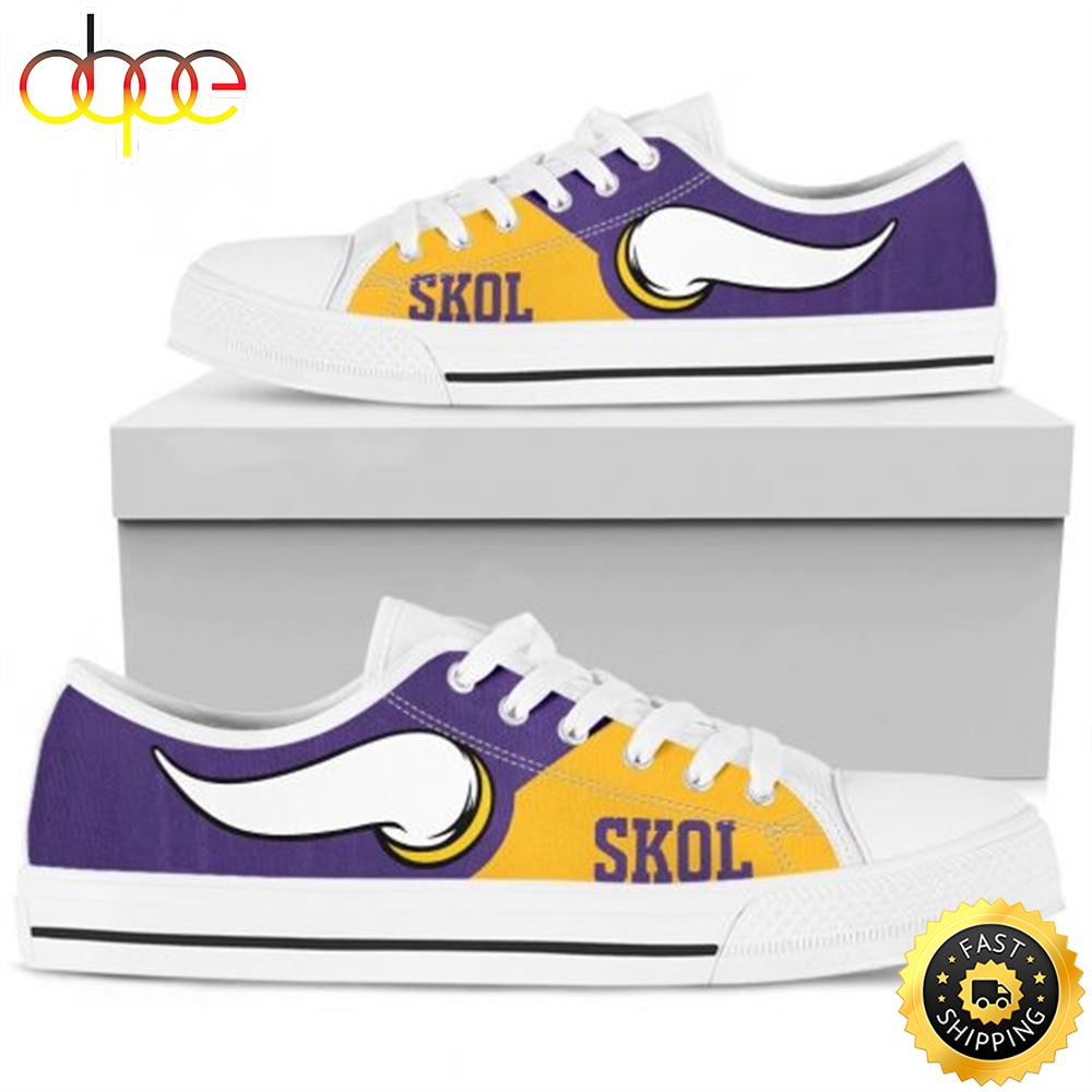 Sportswearmerch Minnesota Vikings NFL Pattern Low Top Canvas Sneakers Shoes For Men And Women