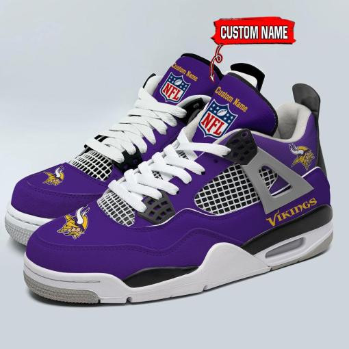 Sportswearmerch Minnesota Vikings NFL Personalized Air Jordan 4 AJ4 Sneakers Shoes For Men And Women