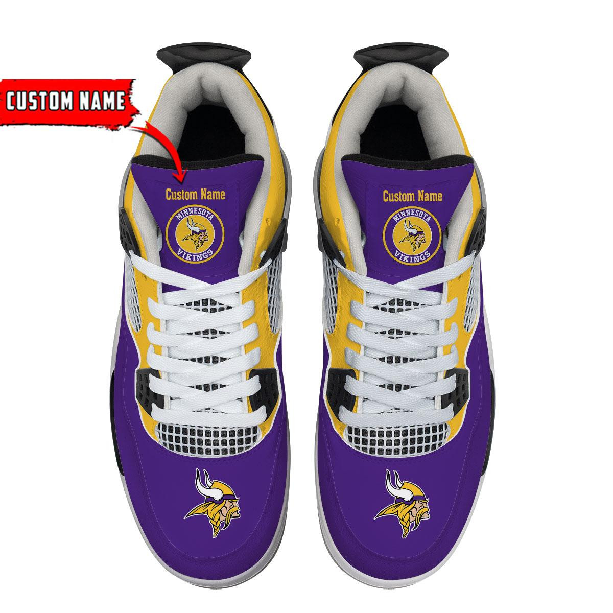 Sportswearmerch Minnesota Vikings NFL Personalized Air Jordan 4 SnAJ4 Sneakers Shoes For Men And Women