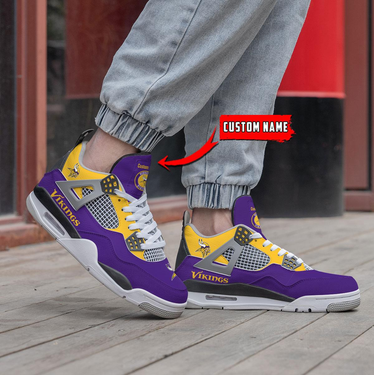 Sportswearmerch Minnesota Vikings NFL Personalized Air Jordan 4 SnAJ4 Sneakers Shoes For Men And Women