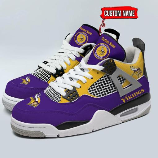 Sportswearmerch Minnesota Vikings NFL Personalized Air Jordan 4 SnAJ4 Sneakers Shoes For Men And Women