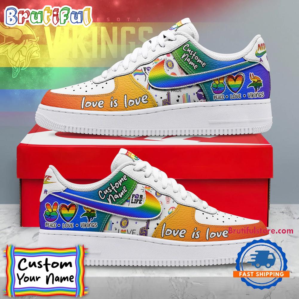 Sportswearmerch Minnesota Vikings NFL Pride Peace Love Vikings Custom Air Low-Top Shoes For Men And Women