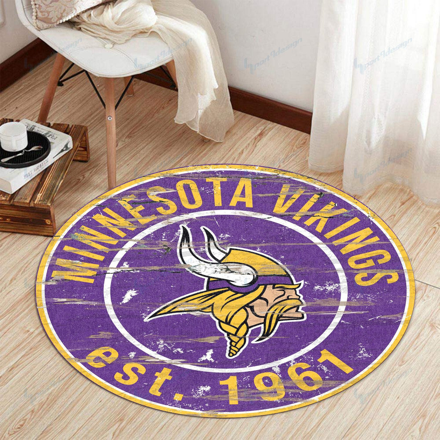 Sportswearmerch Minnesota Vikings NFL Round Rug For Fan