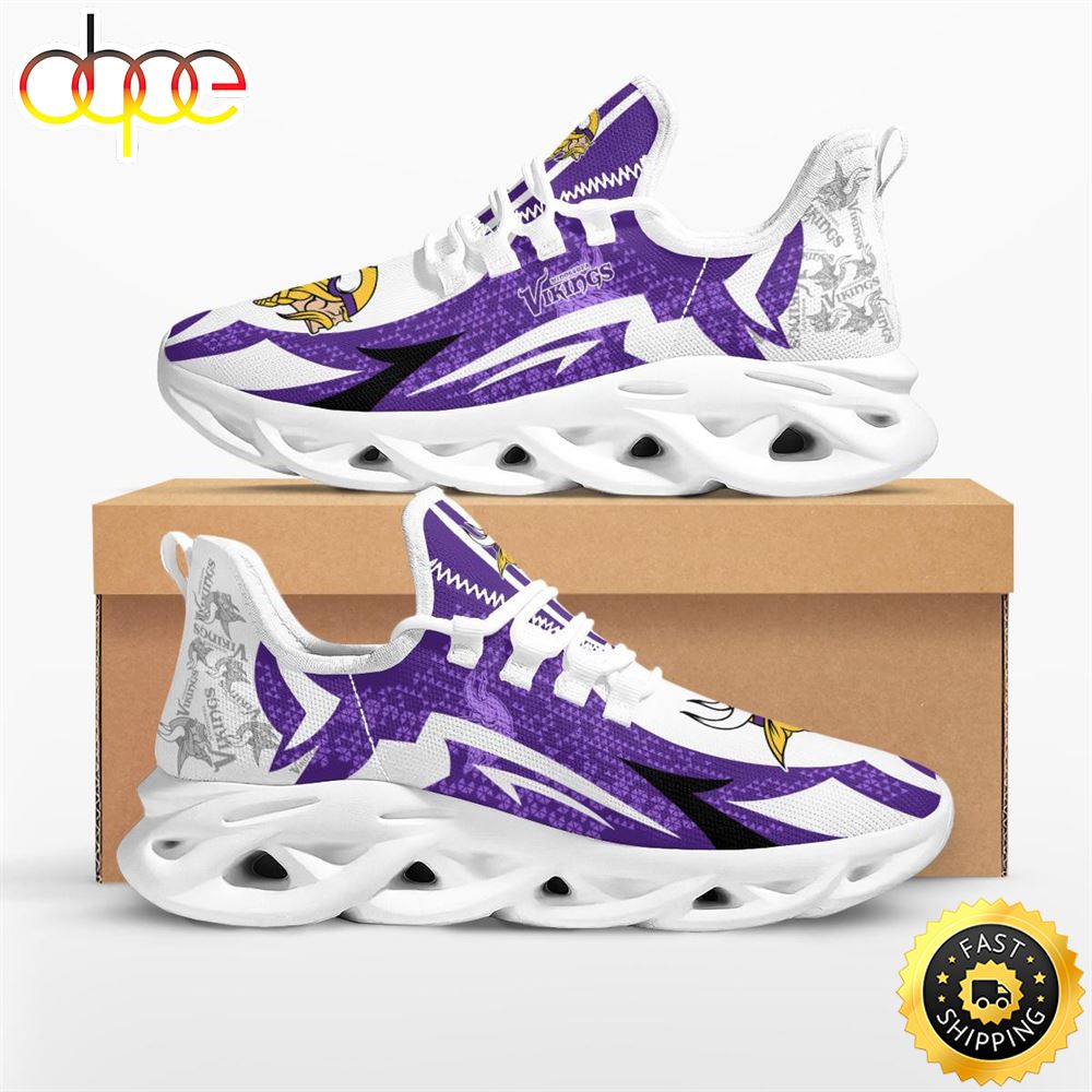 Sportswearmerch Minnesota Vikings NFL Symbol Geometric Pattern Max Soul Shoes Sneakers For Men And Women