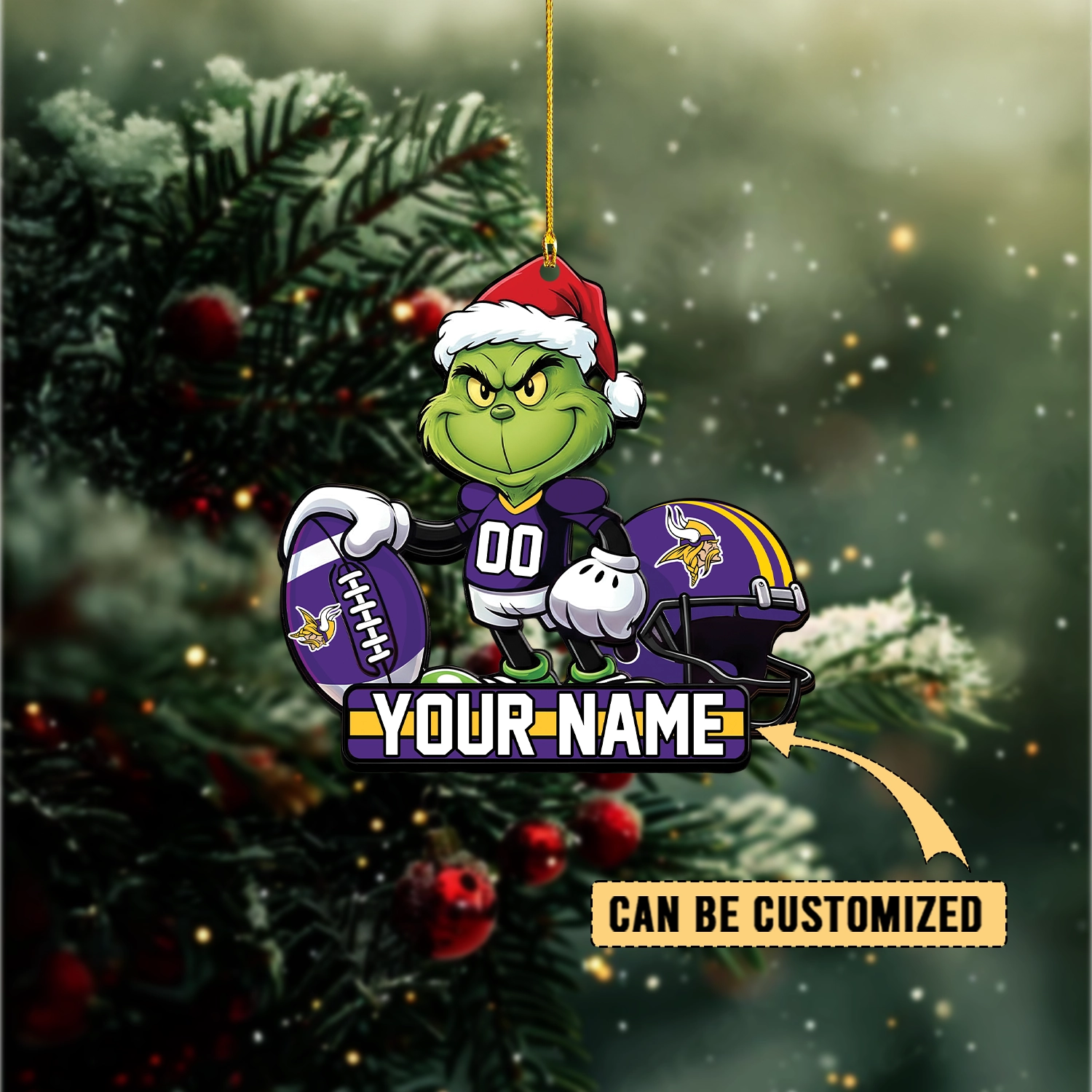 Sportswearmerch Minnesota Vikings NFL The Grinch x Christmas Acrylic Ornament Gift For Fan