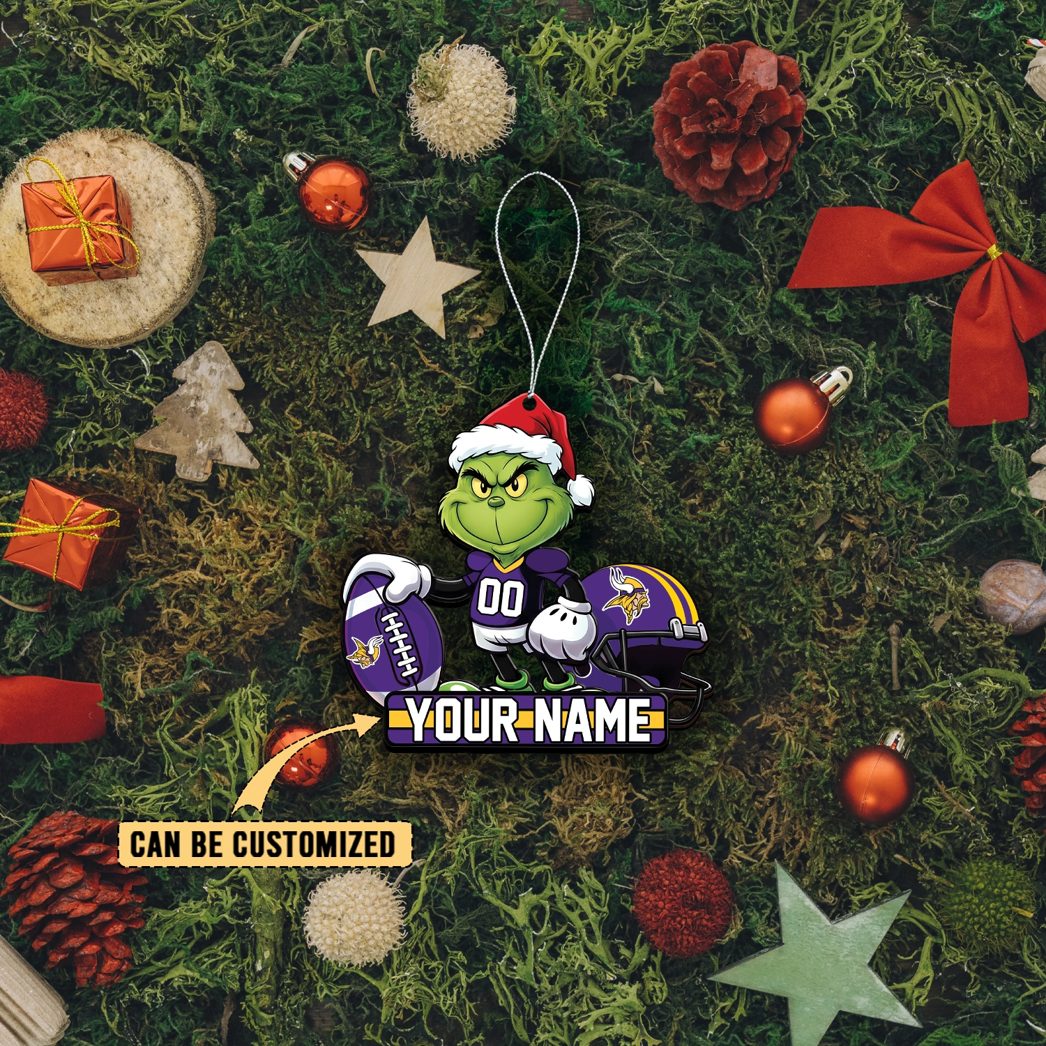 Sportswearmerch Minnesota Vikings NFL The Grinch x Christmas Acrylic Ornament Gift For Fan