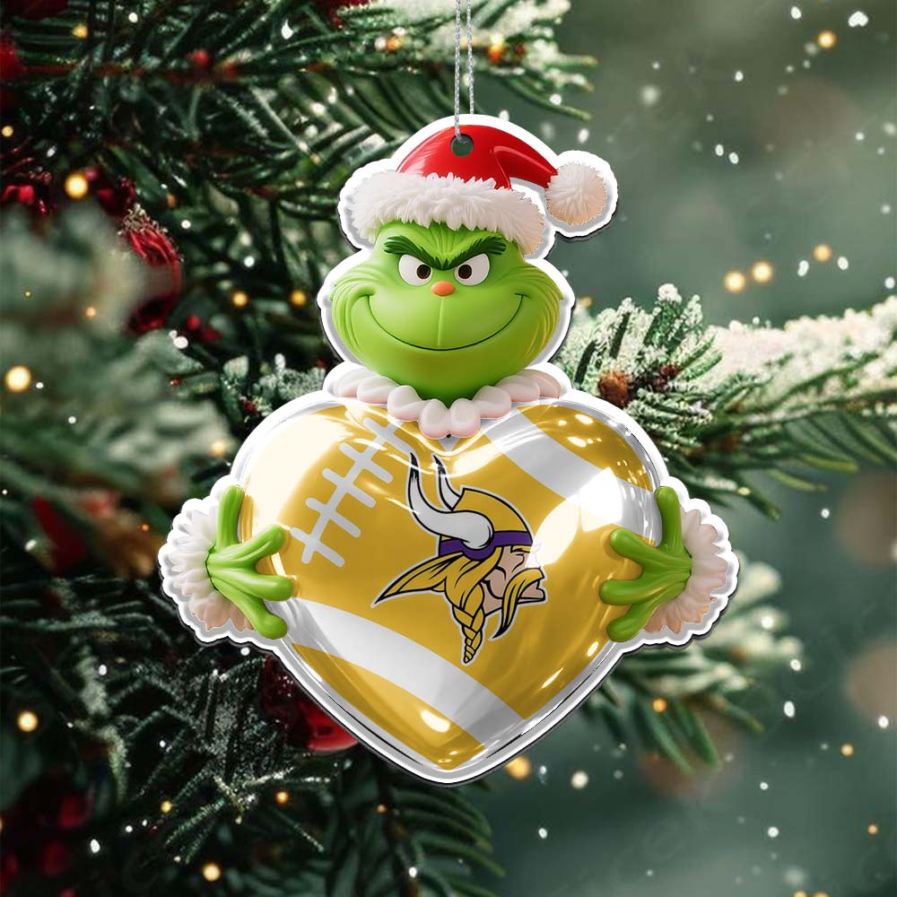 Sportswearmerch Minnesota Vikings NFL The Grinch x Christmas Acrylic Ornament Gift For Fan