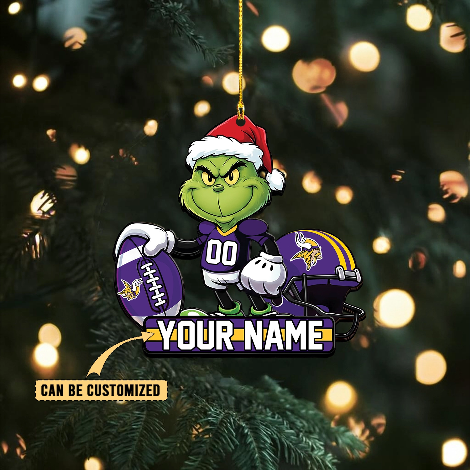 Sportswearmerch Minnesota Vikings NFL The Grinch x Christmas Acrylic Ornament Gift For Fan