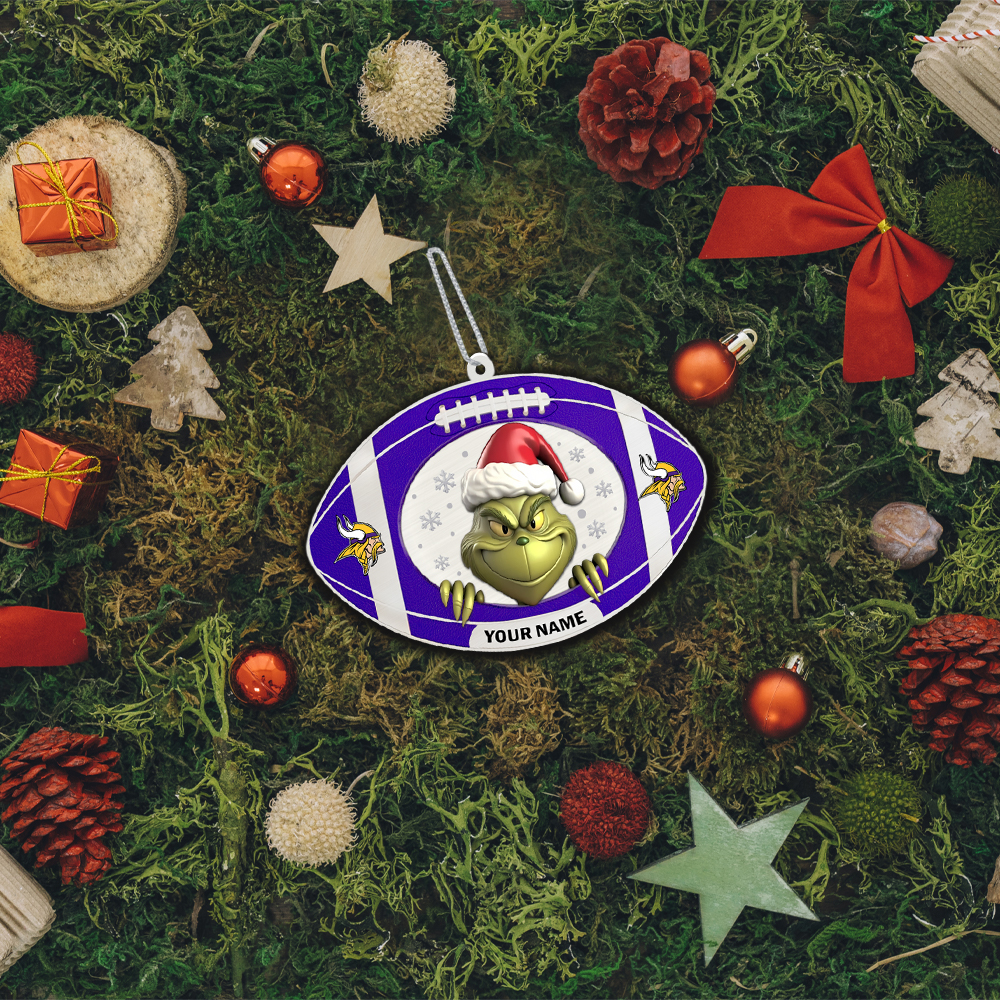 Sportswearmerch Minnesota Vikings NFL The Grinch x Christmas Acrylic Ornament Gift For Fan