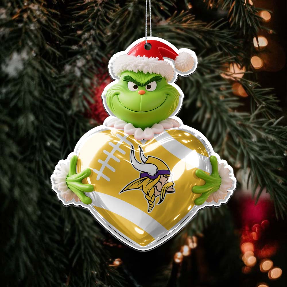 Sportswearmerch Minnesota Vikings NFL The Grinch x Christmas Acrylic Ornament Gift For Fan