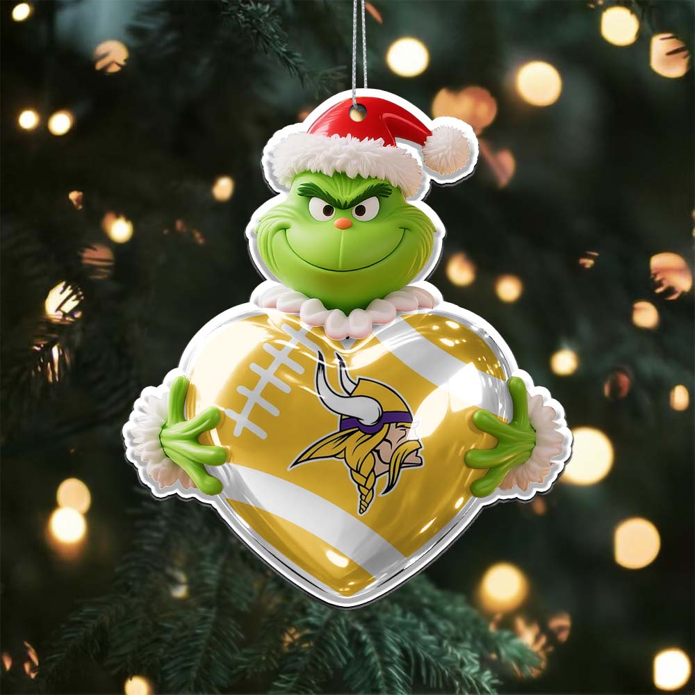 Sportswearmerch Minnesota Vikings NFL The Grinch x Christmas Acrylic Ornament Gift For Fan