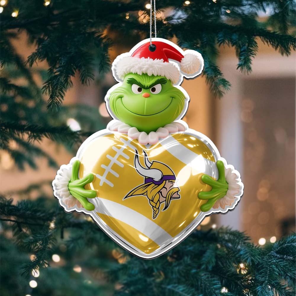 Sportswearmerch Minnesota Vikings NFL The Grinch x Christmas Acrylic Ornament Gift For Fan