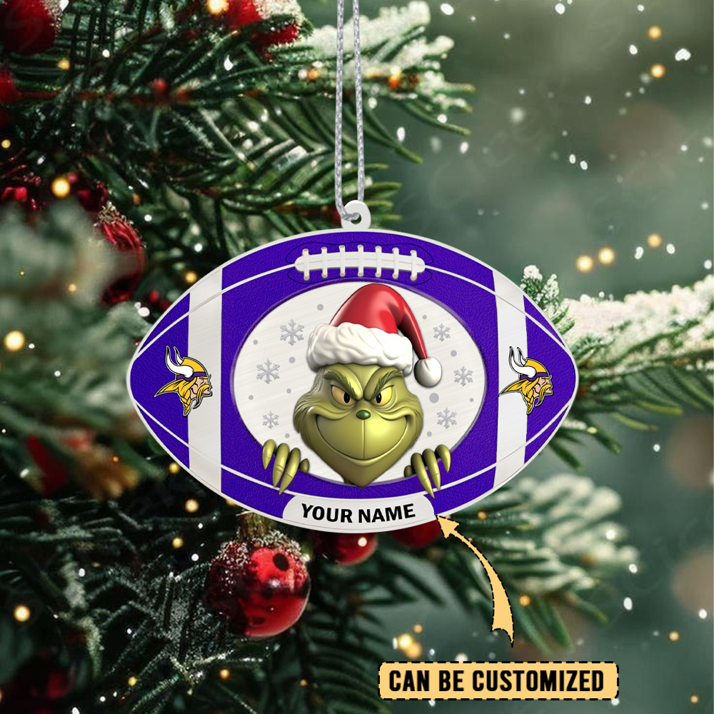 Sportswearmerch Minnesota Vikings NFL The Grinch x Christmas Acrylic Ornament Gift For Fan