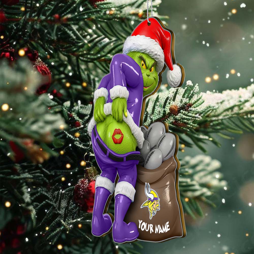 Sportswearmerch Minnesota Vikings NFL The Grinch x Christmas Acrylic Ornament Gift For Fan