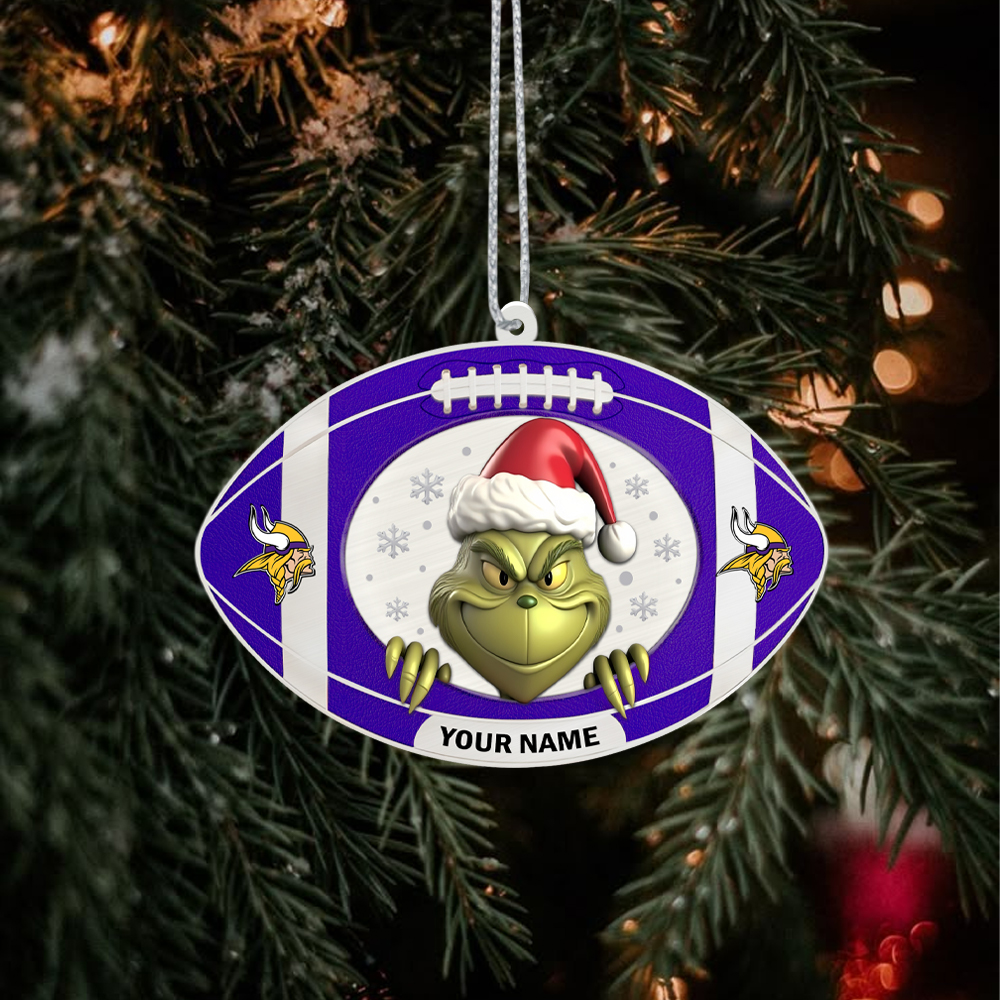 Sportswearmerch Minnesota Vikings NFL The Grinch x Christmas Acrylic Ornament Gift For Fan