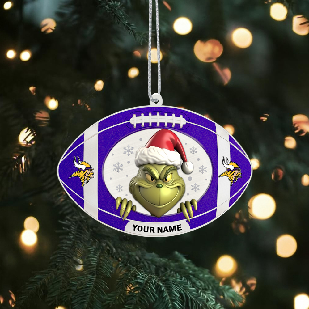 Sportswearmerch Minnesota Vikings NFL The Grinch x Christmas Acrylic Ornament Gift For Fan