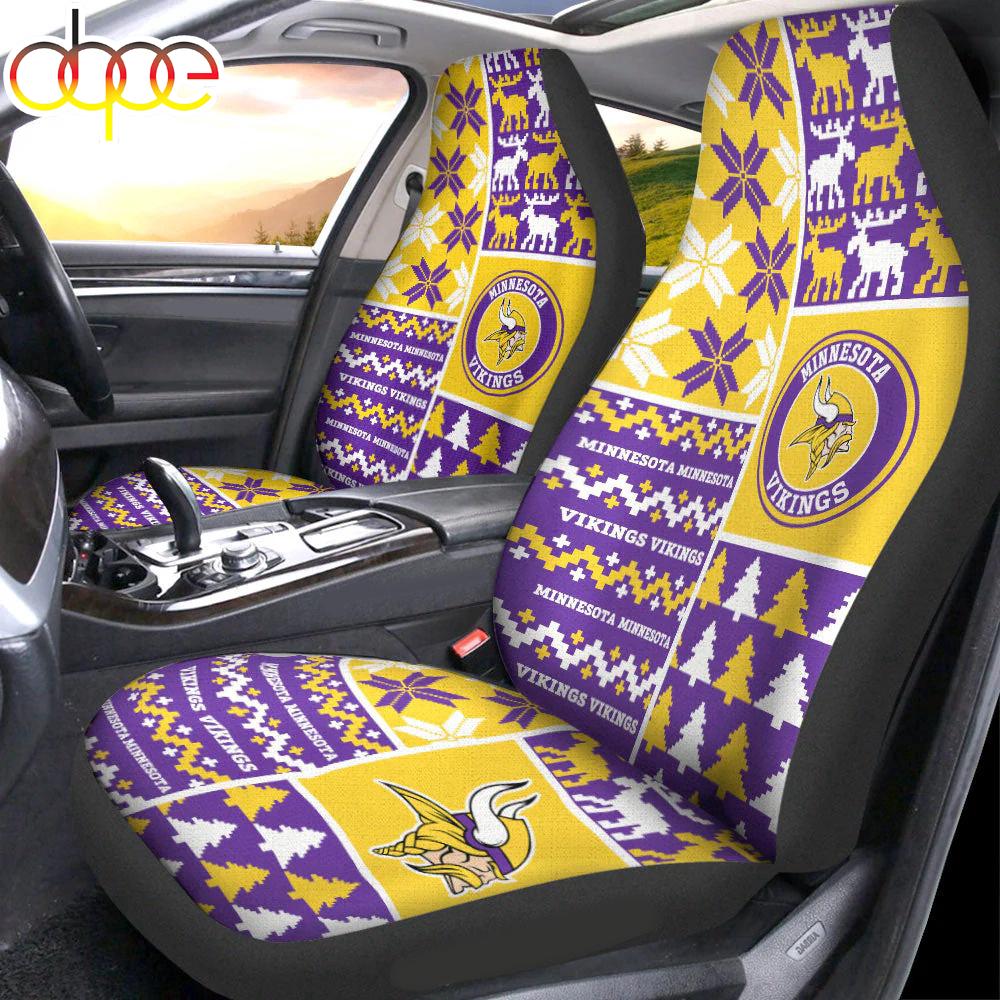 Sportswearmerch Minnesota Vikings NFL Ugly Christmas Car Seat Covers For Fan