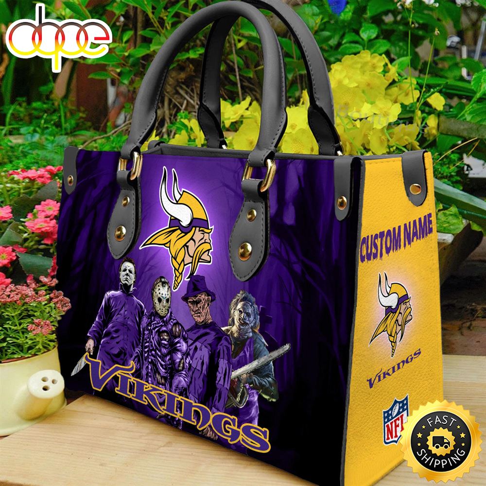 Sportswearmerch Minnesota Vikings NFL Women Leather Hand Bag For Fan