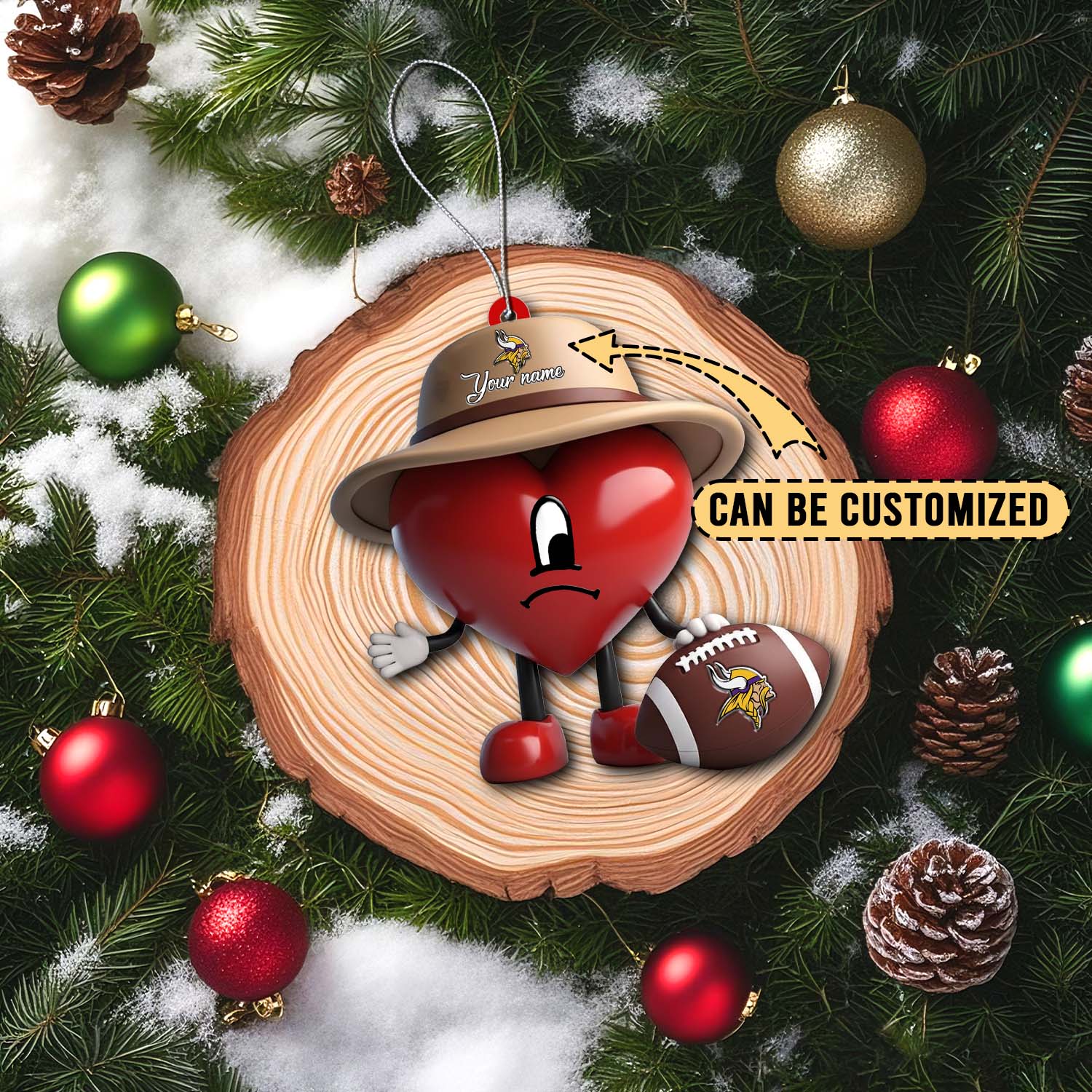 Sportswearmerch Minnesota Vikings NFL x Bad Bunny Acrylic Ornament Gift For Fans