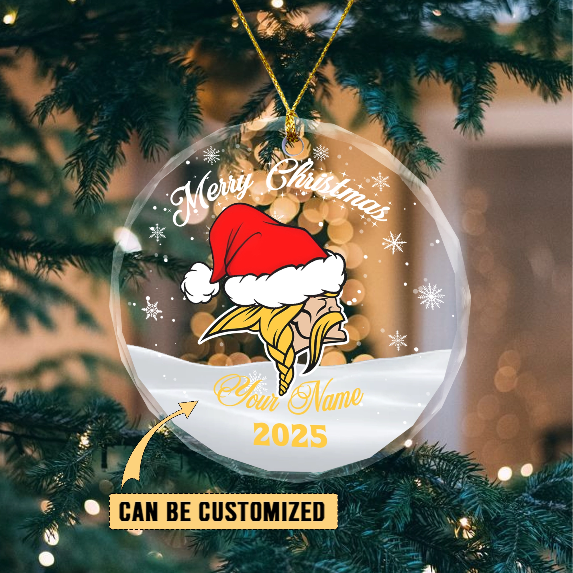 Sportswearmerch Minnesota Vikings NFL x Christmas Glass Ornament Gift For Fan