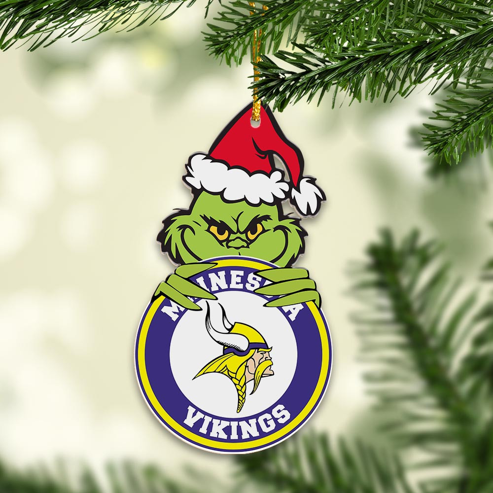 Sportswearmerch Minnesota Vikings NFL x Grinch Christmas Acrylic Ornament For Fans