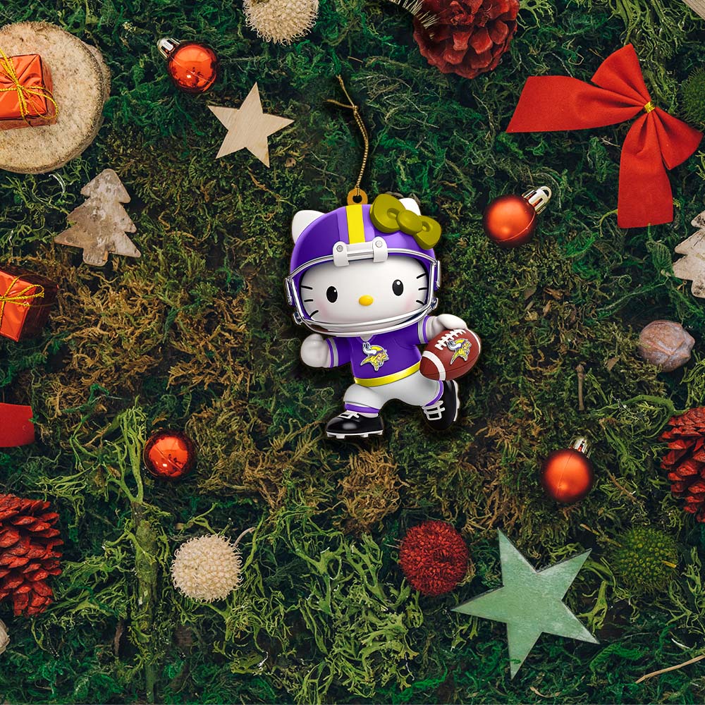 Sportswearmerch Minnesota Vikings NFL x Hello Kitty Personalized Acrylic Ornament Gift For Fans
