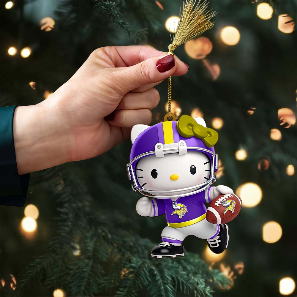 Sportswearmerch Minnesota Vikings NFL x Hello Kitty Personalized Acrylic Ornament Gift For Fans