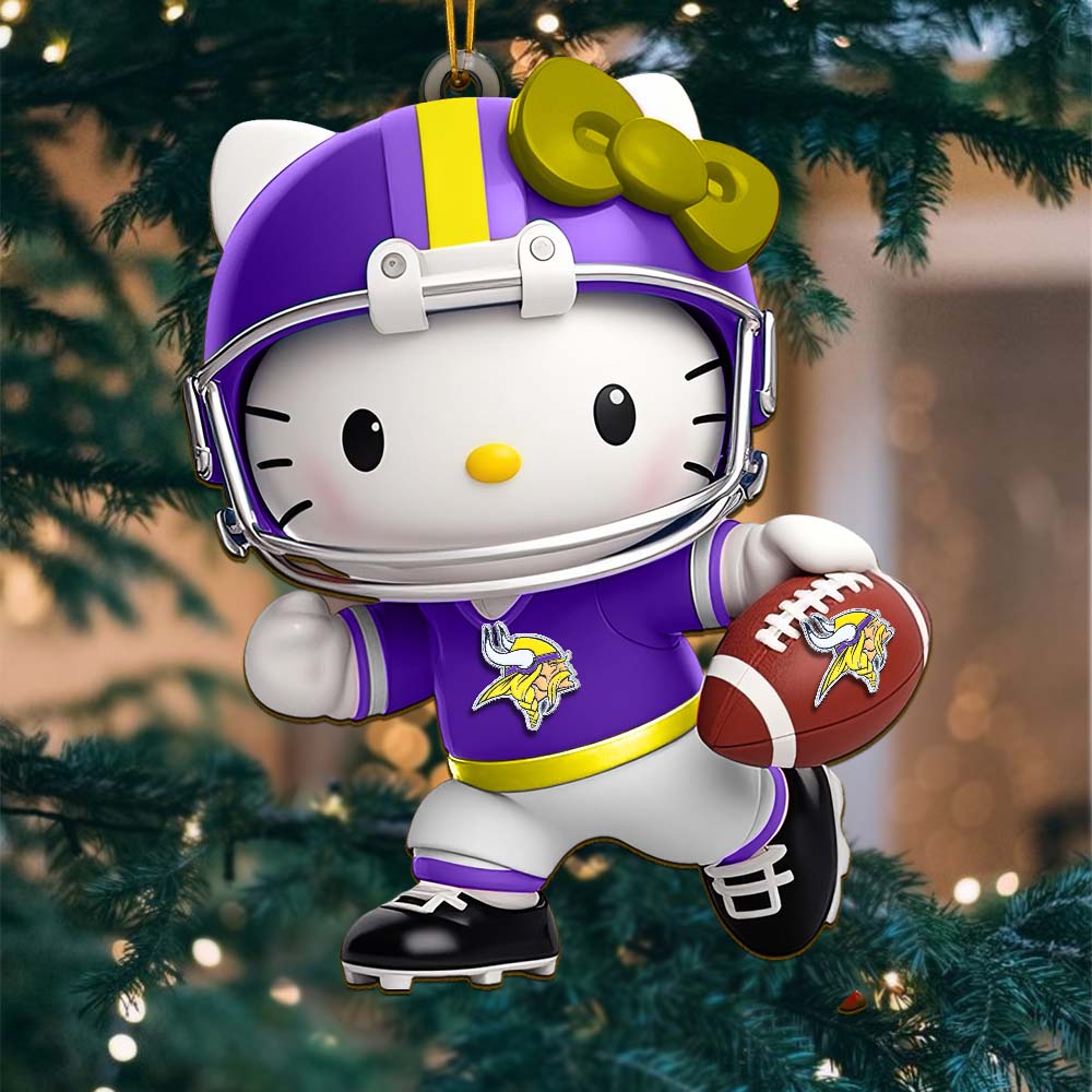 Sportswearmerch Minnesota Vikings NFL x Hello Kitty Personalized Acrylic Ornament Gift For Fans