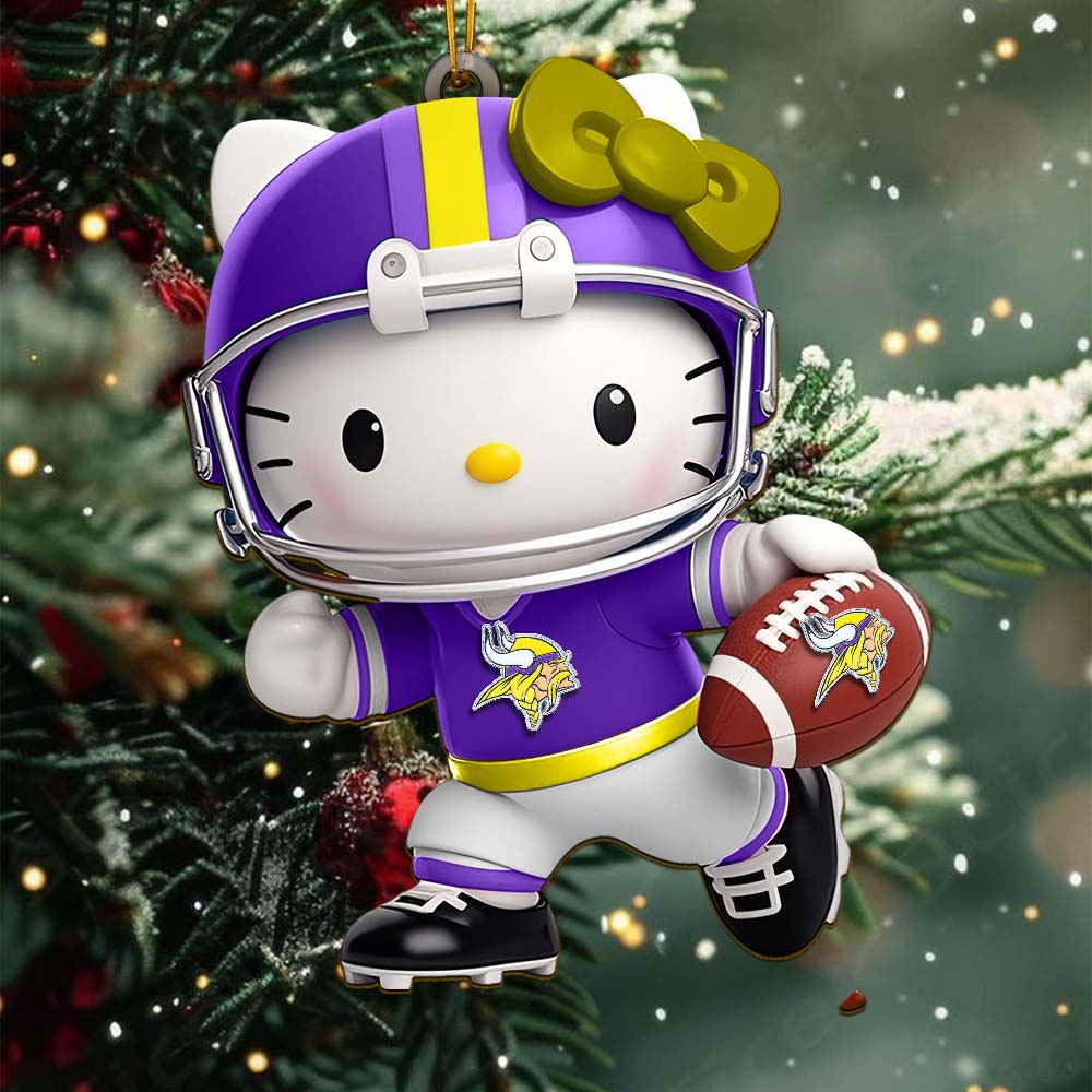 Sportswearmerch Minnesota Vikings NFL x Hello Kitty Personalized Acrylic Ornament Gift For Fans