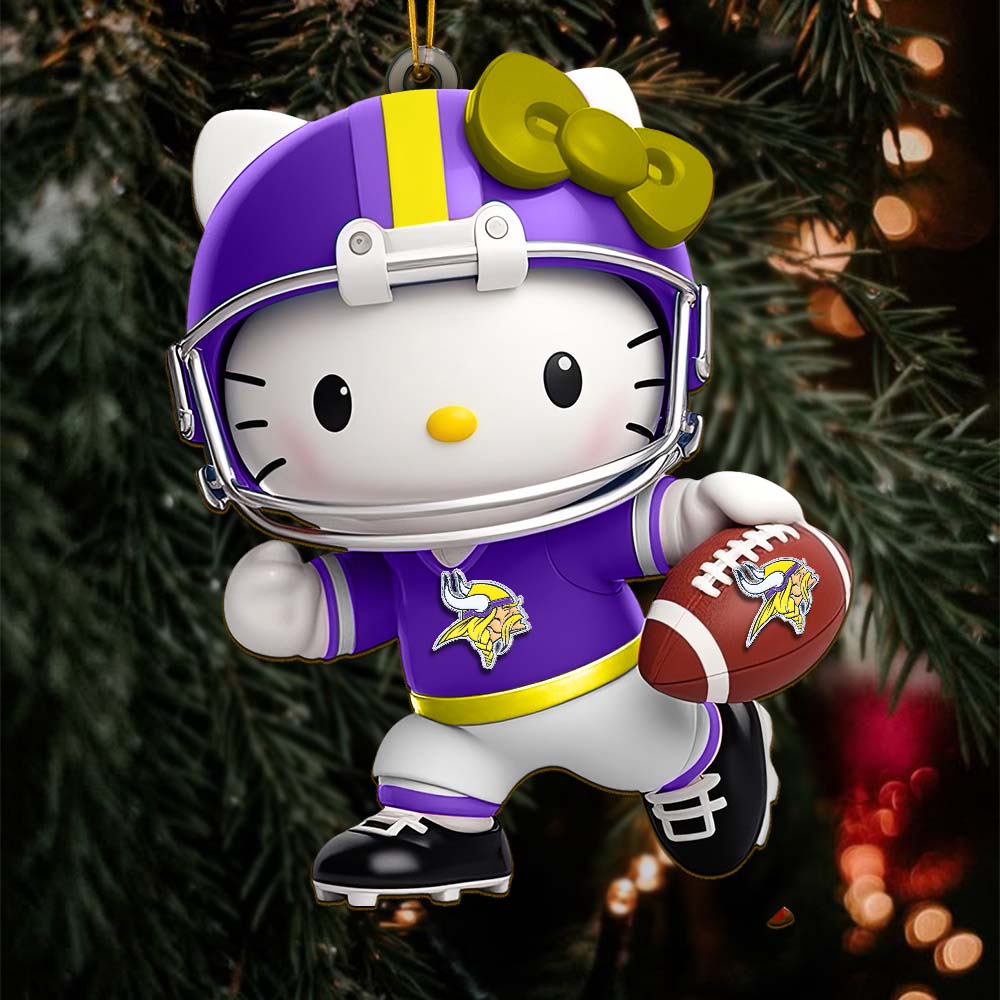 Sportswearmerch Minnesota Vikings NFL x Hello Kitty Personalized Acrylic Ornament Gift For Fans