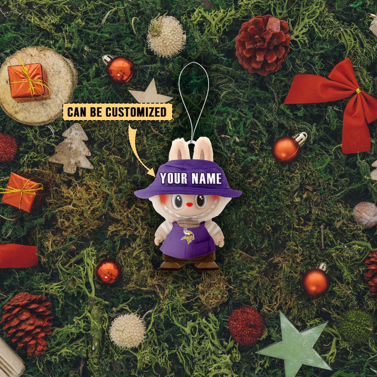 Sportswearmerch Minnesota Vikings NFL x Labubu Christmas Personalized Acrylic Ornament Gift For Fans