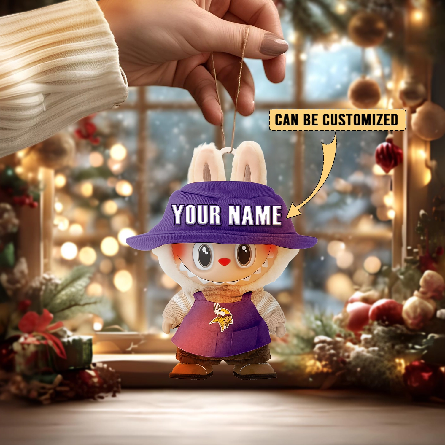Sportswearmerch Minnesota Vikings NFL x Labubu Christmas Personalized Acrylic Ornament Gift For Fans
