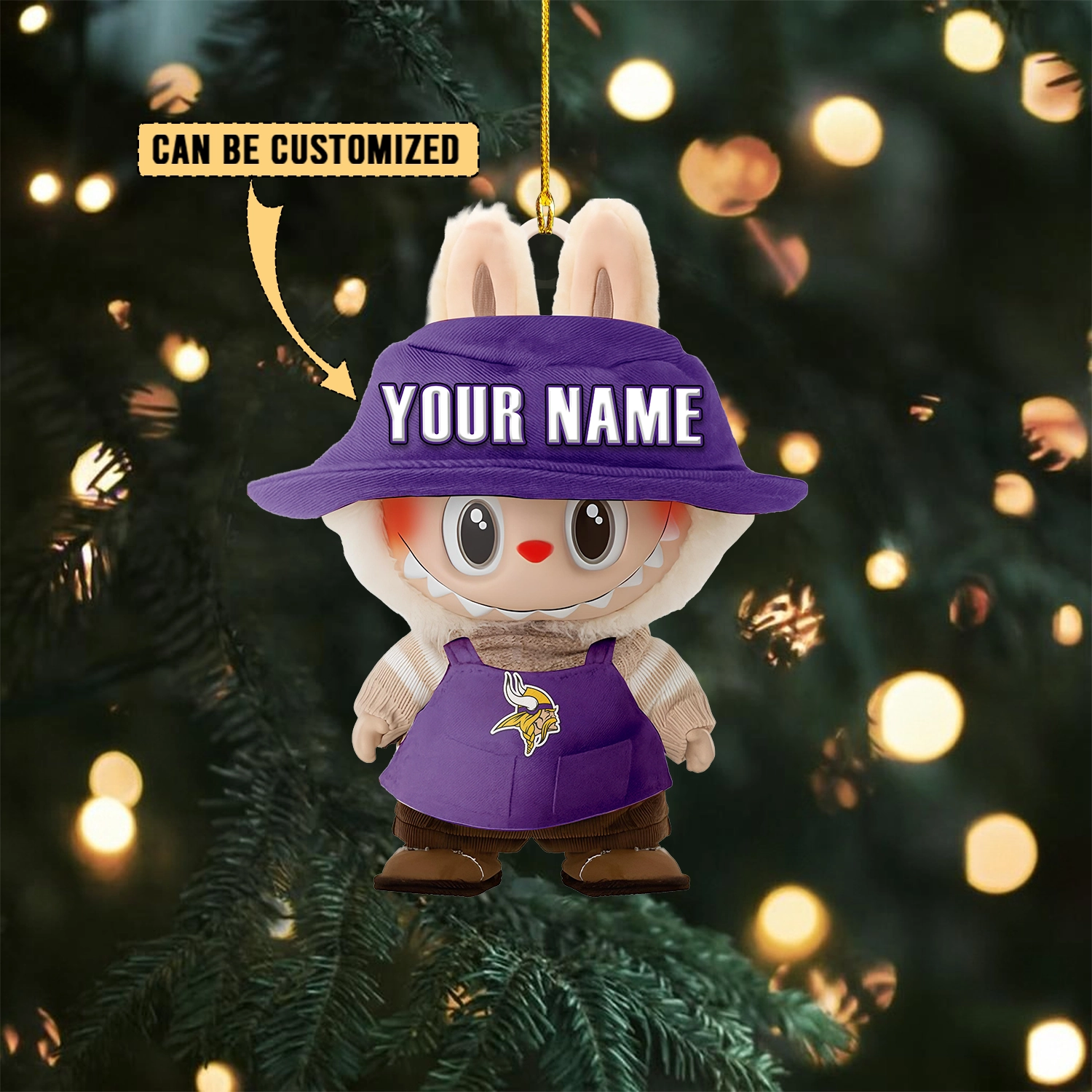Sportswearmerch Minnesota Vikings NFL x Labubu Christmas Personalized Acrylic Ornament Gift For Fans