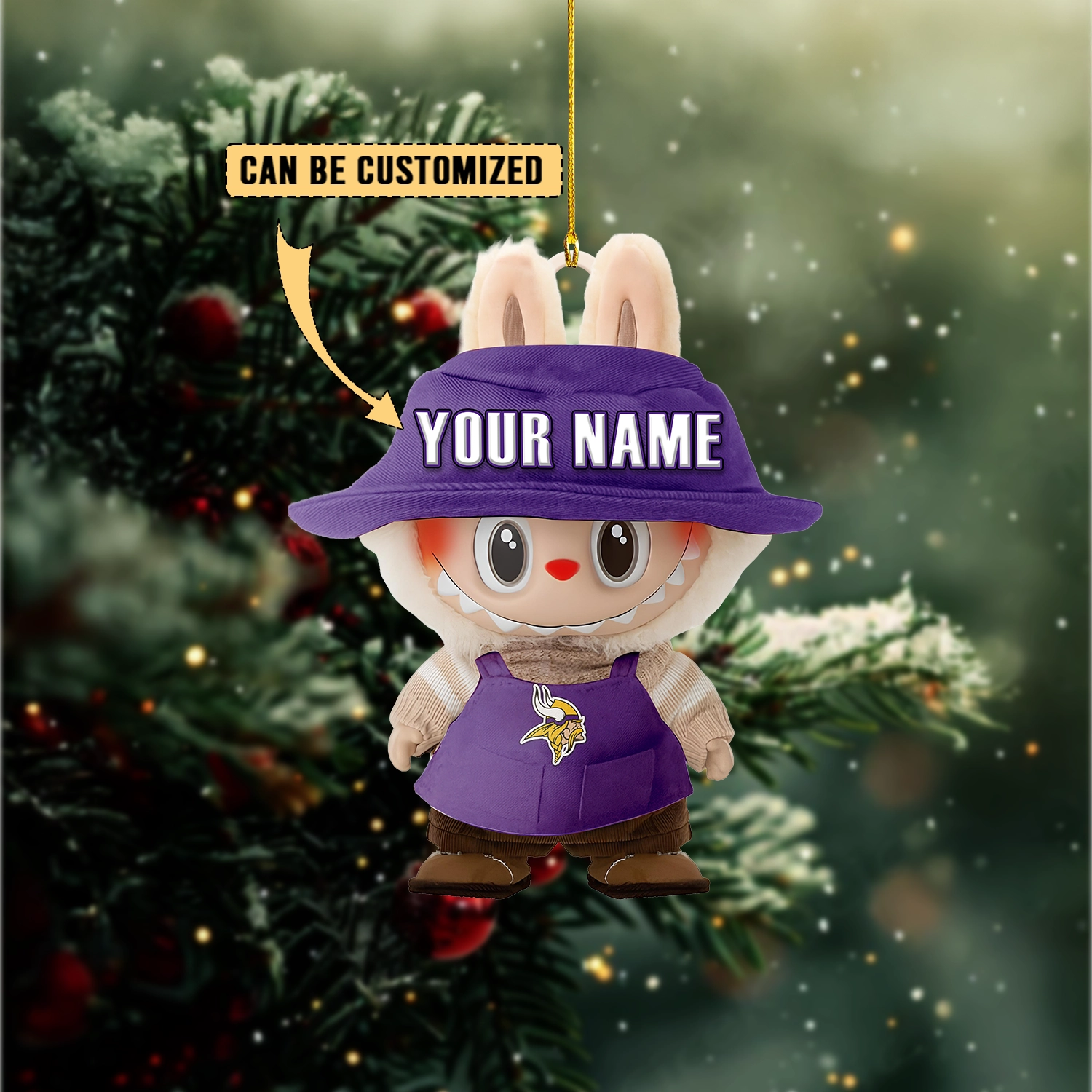 Sportswearmerch Minnesota Vikings NFL x Labubu Christmas Personalized Acrylic Ornament Gift For Fans