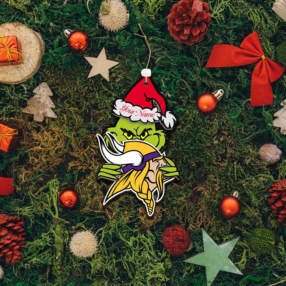 Sportswearmerch Minnesota Vikings NFL x The Grinch Christmas Acrylic Ornament Gift For Fans