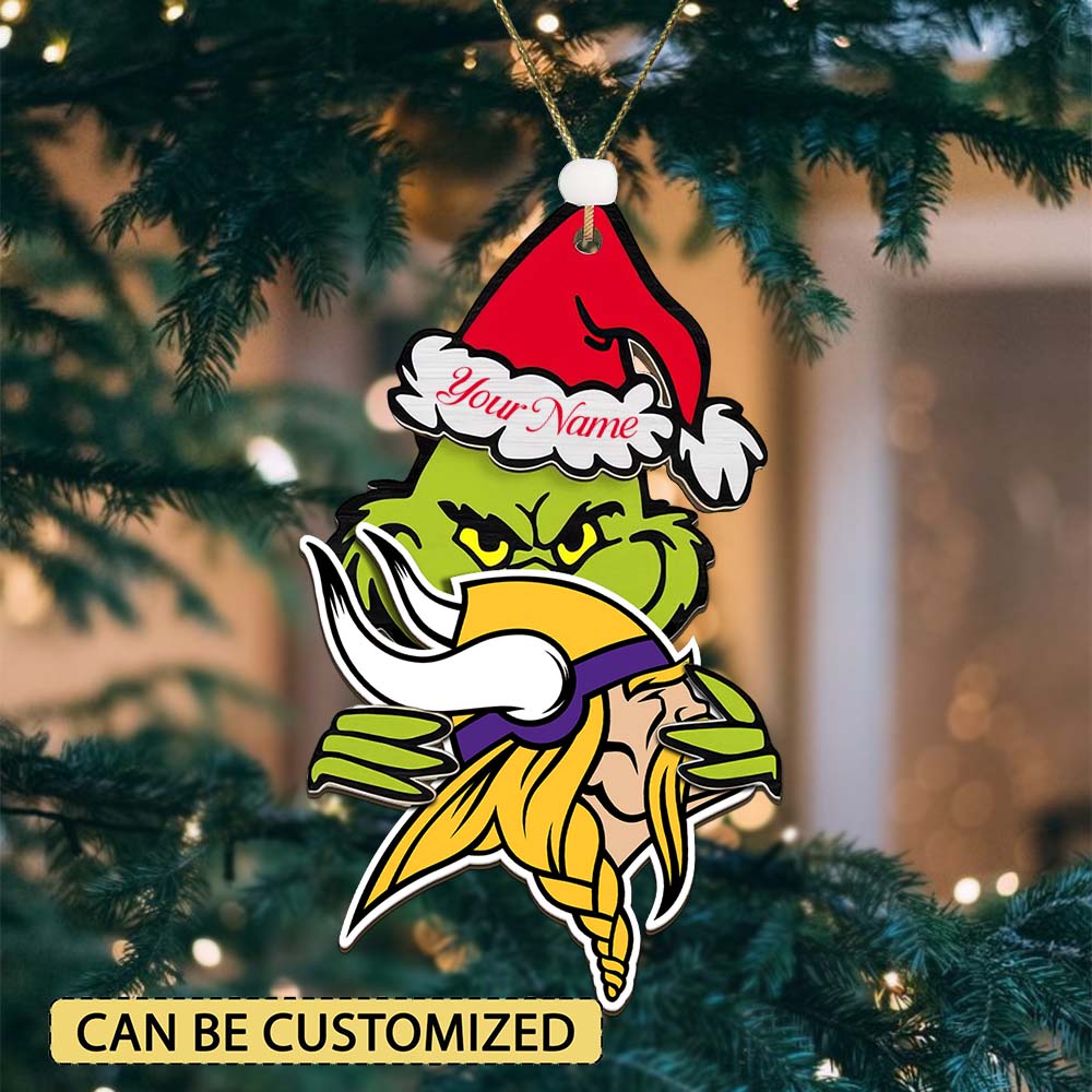 Sportswearmerch Minnesota Vikings NFL x The Grinch Christmas Acrylic Ornament Gift For Fans