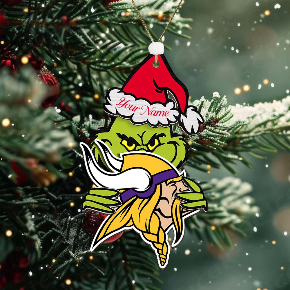 Sportswearmerch Minnesota Vikings NFL x The Grinch Christmas Acrylic Ornament Gift For Fans