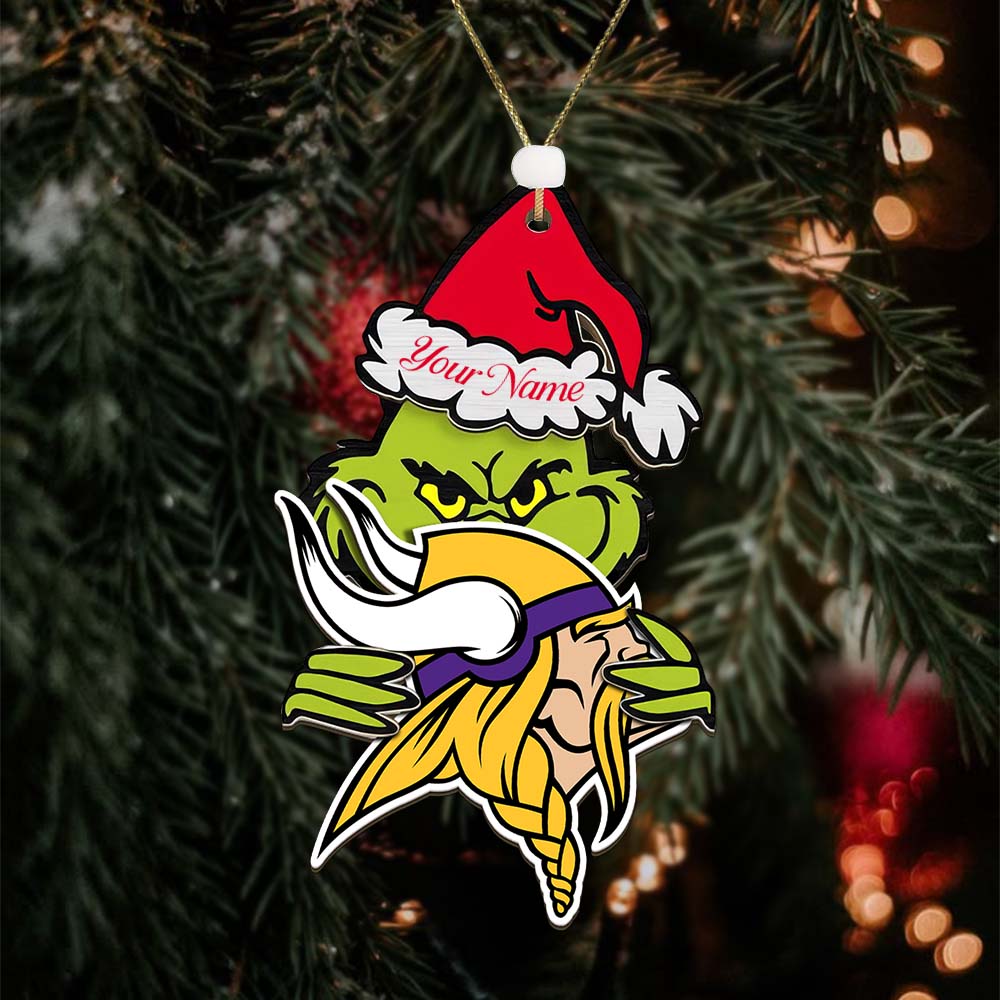 Sportswearmerch Minnesota Vikings NFL x The Grinch Christmas Acrylic Ornament Gift For Fans