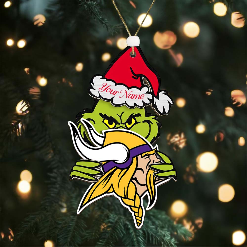 Sportswearmerch Minnesota Vikings NFL x The Grinch Christmas Acrylic Ornament Gift For Fans