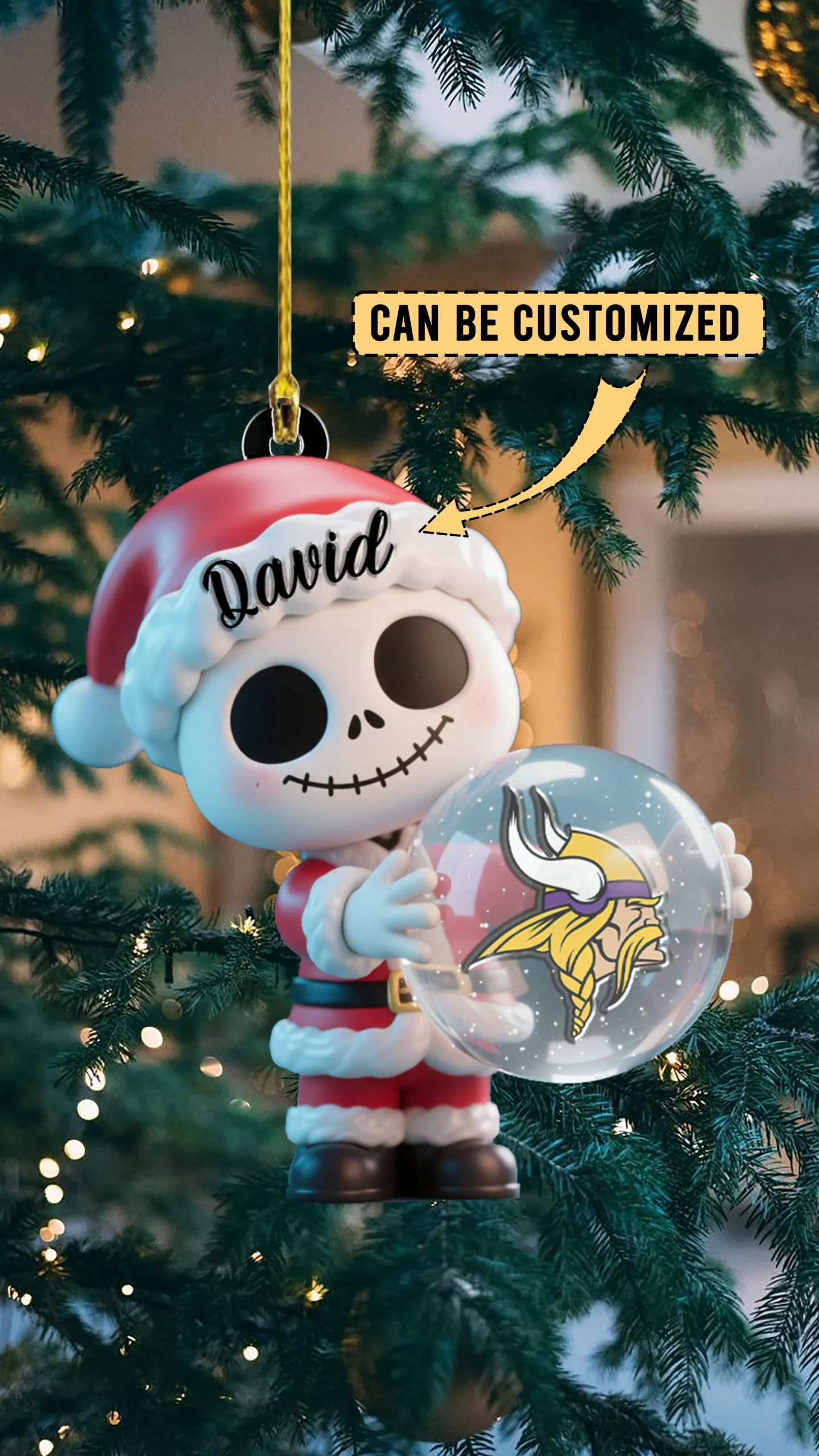 Sportswearmerch Minnesota Vikings NFL x The Nightmare Before Christmas Acrylic Ornament Gift For Fans