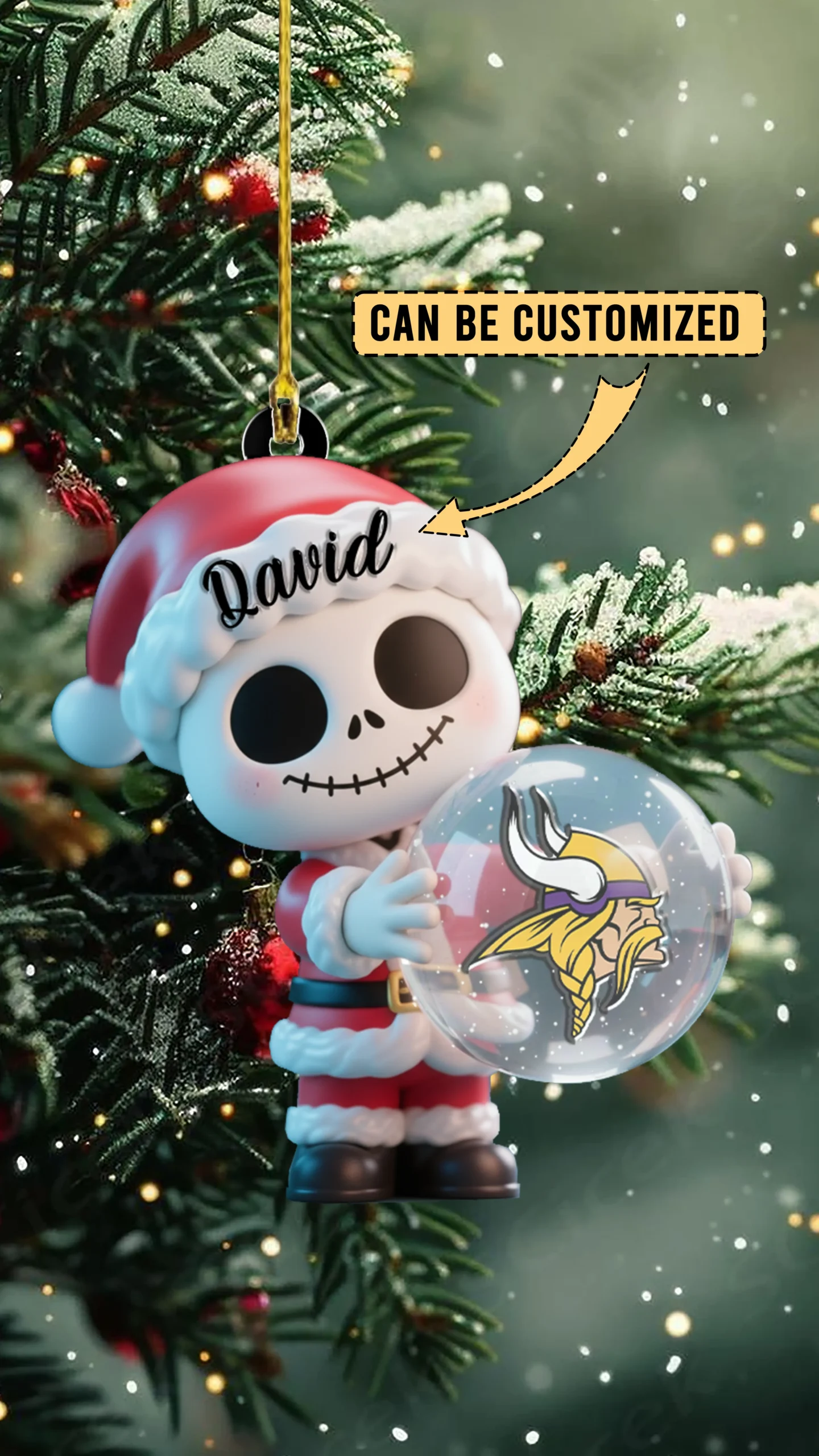 Sportswearmerch Minnesota Vikings NFL x The Nightmare Before Christmas Acrylic Ornament Gift For Fans